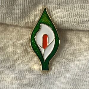 Green and White Enamel Pin